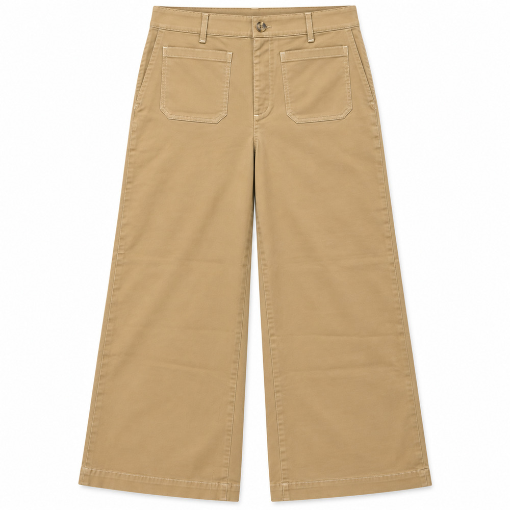 LOFT The Palmer Wide Leg Pants Women 10 Tall Beige Khaki Cotton Blend Preppy NWT